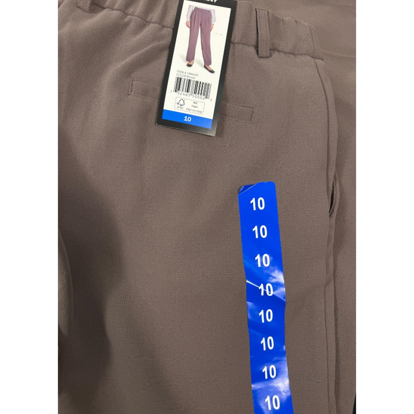 DKNY Women's High Rise Wide Leg Pants, Brown, Size 10