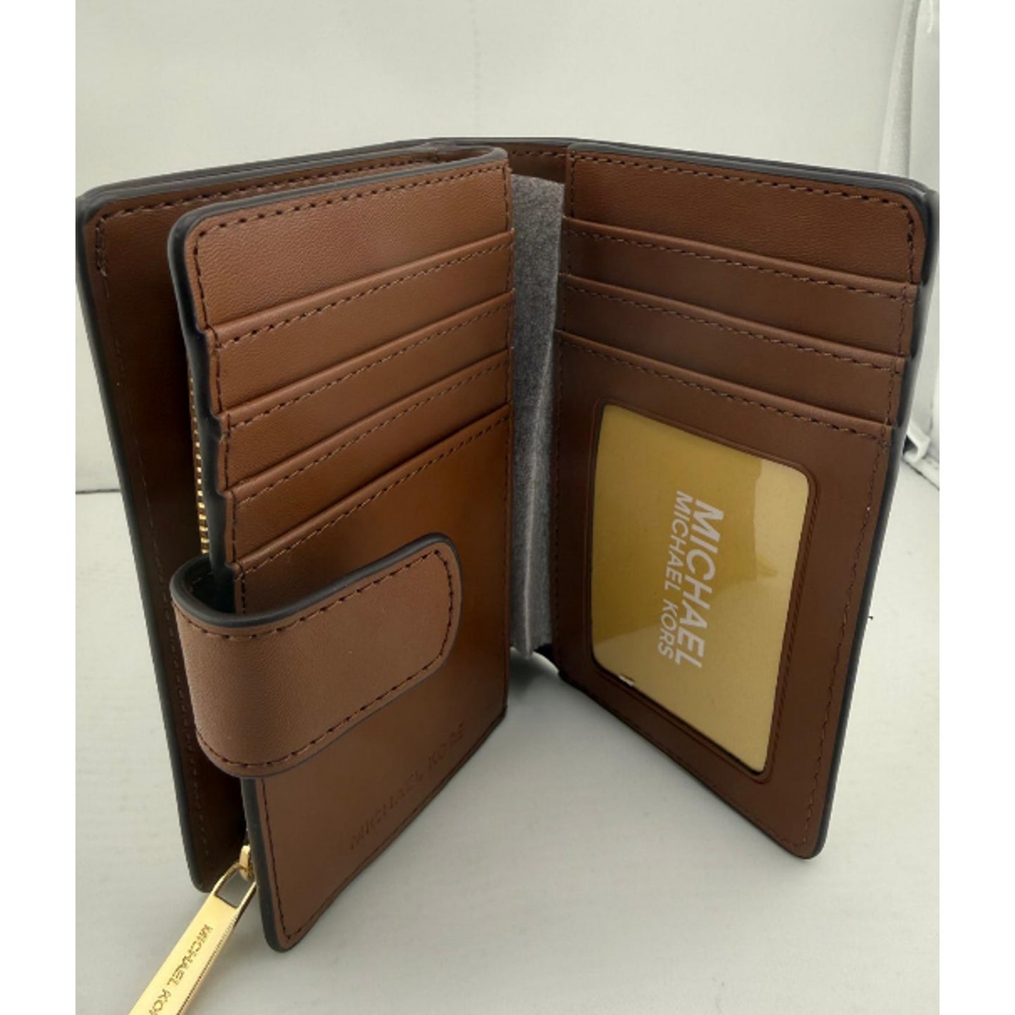 Michael Kors Jet Set Travel Medium Bifold Zip Coin Wallet Vanilla 35F8GTVF2B NEW