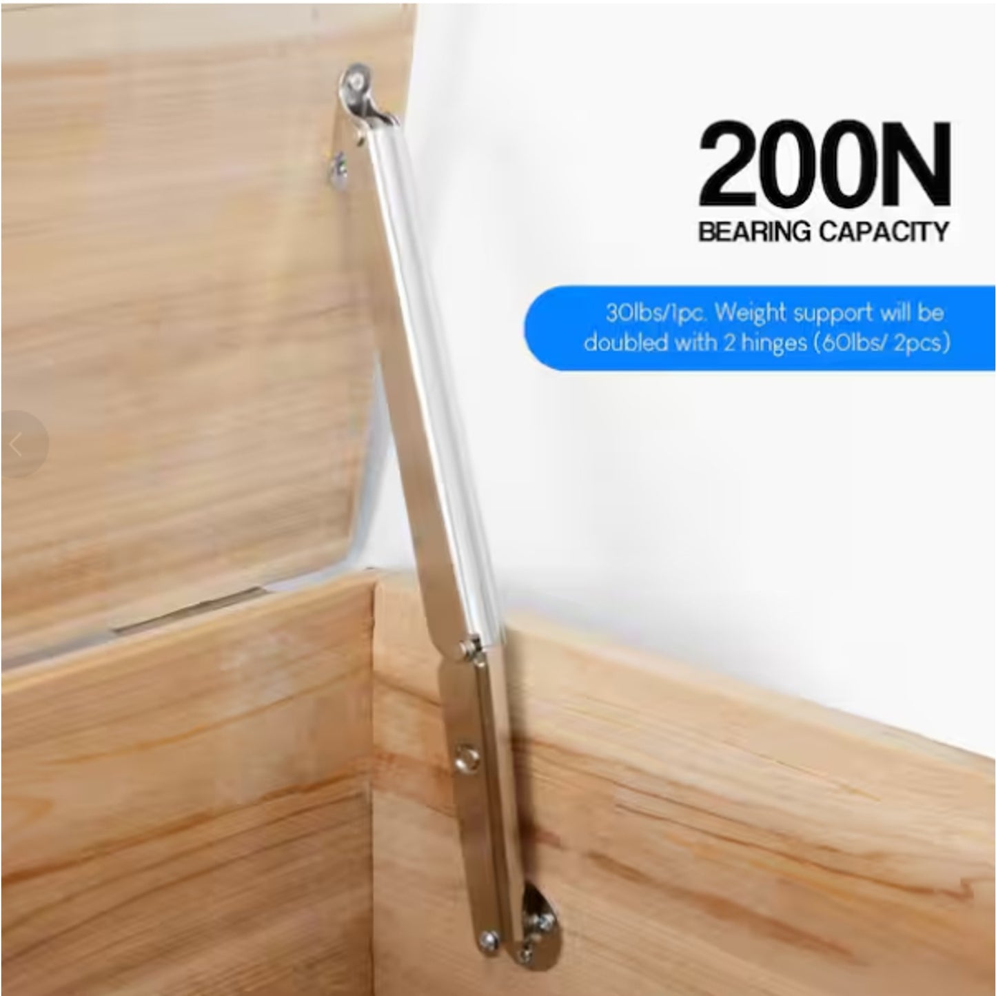 200N Gas Struts Heavy Duty Soft Close Lid Support Hinges Automatic Slow Lowering