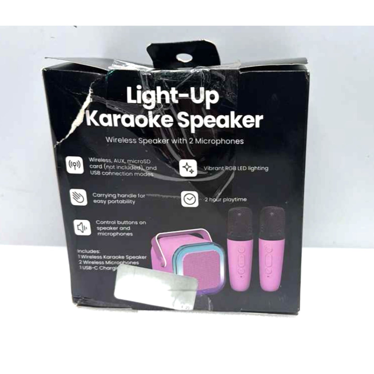Bluetooth Karaoke Machine Portable Mini Speaker with 2 Wireless Microphones US