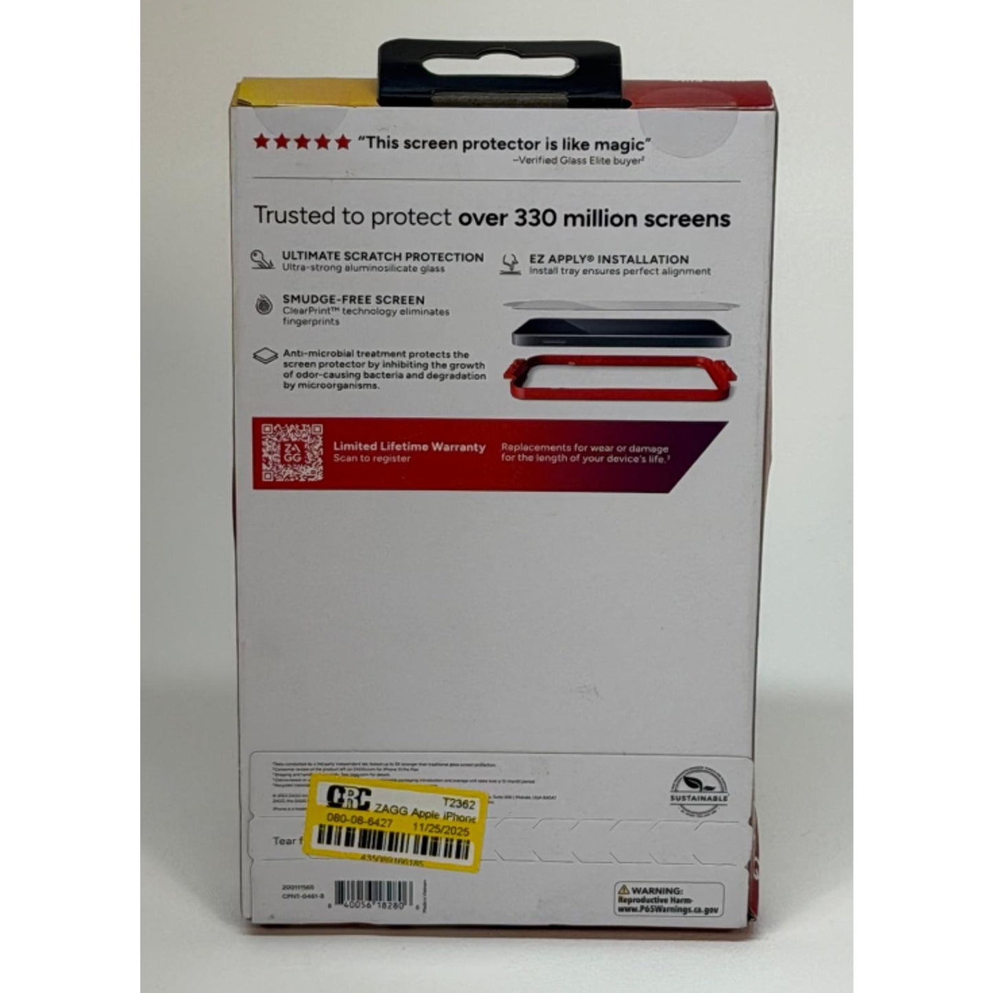 ZAGG InvisibleShield Glass Elite 5X Stronger Screen Protector For iPhone 15
