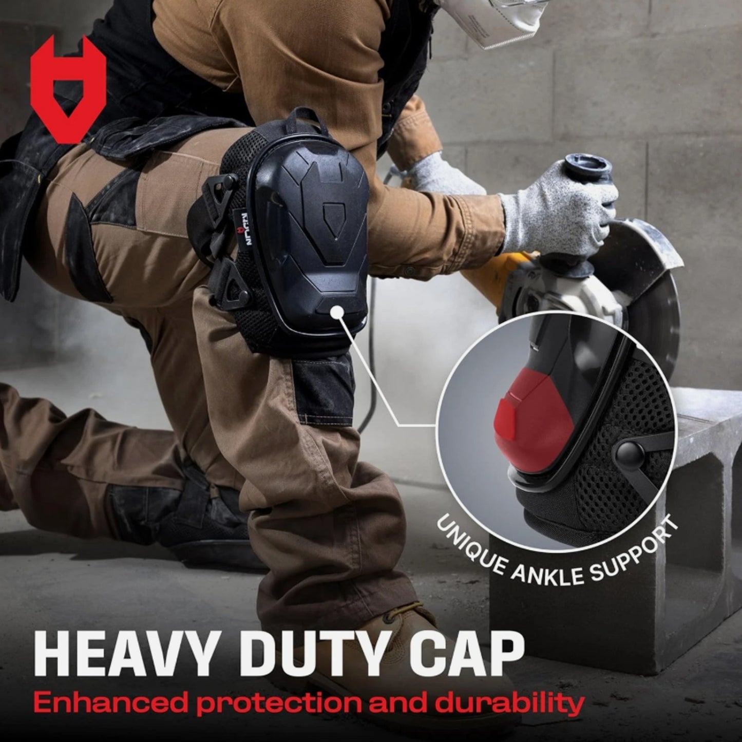 NoCry Professional Construction Knee Pads for Men and Women One Size, Black