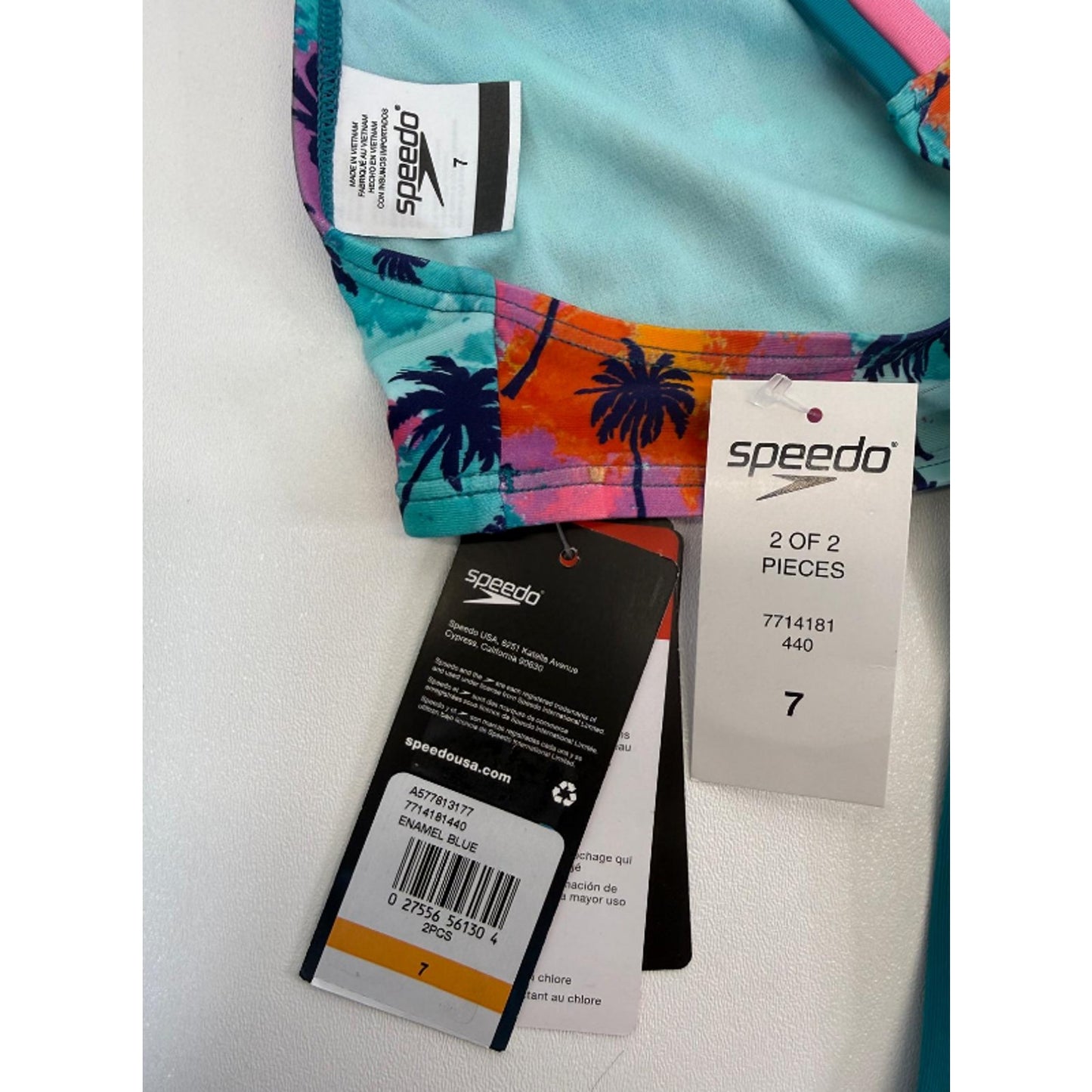 Speedo Girl's Swimsuit Two Piece Bikini Set Size 7