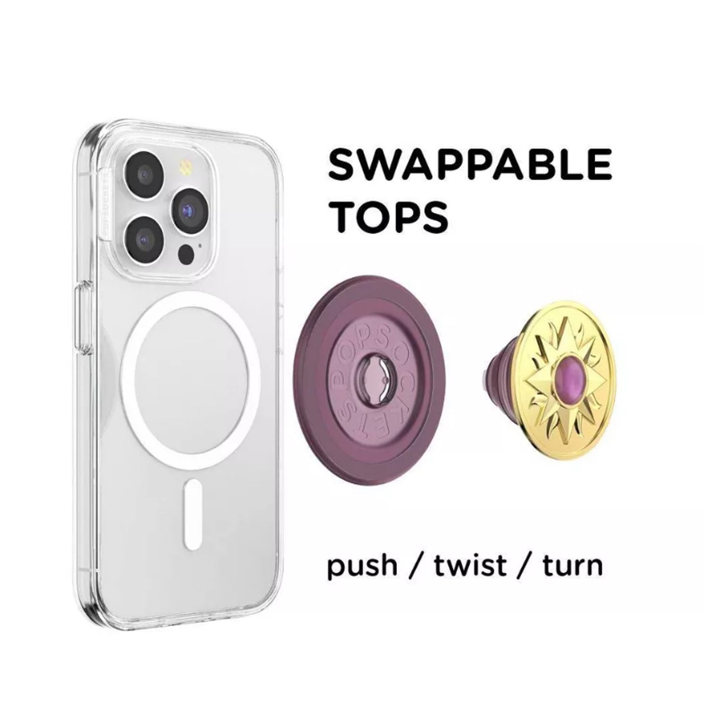 PopSockets Magnetic Phone Grip with MagSafe Magnetic Ring - Enamel Sun Jewel