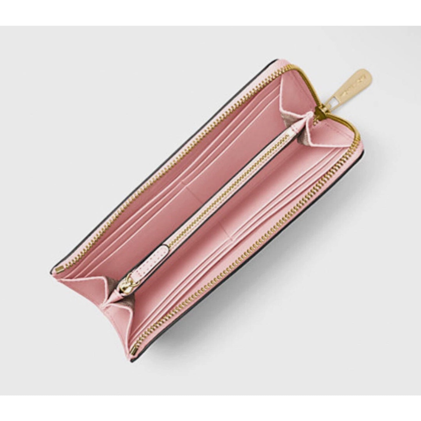 NWT Michael Kors Jet Set Travel Large Saffiano Leather Quarter-Zip Wallet Pink