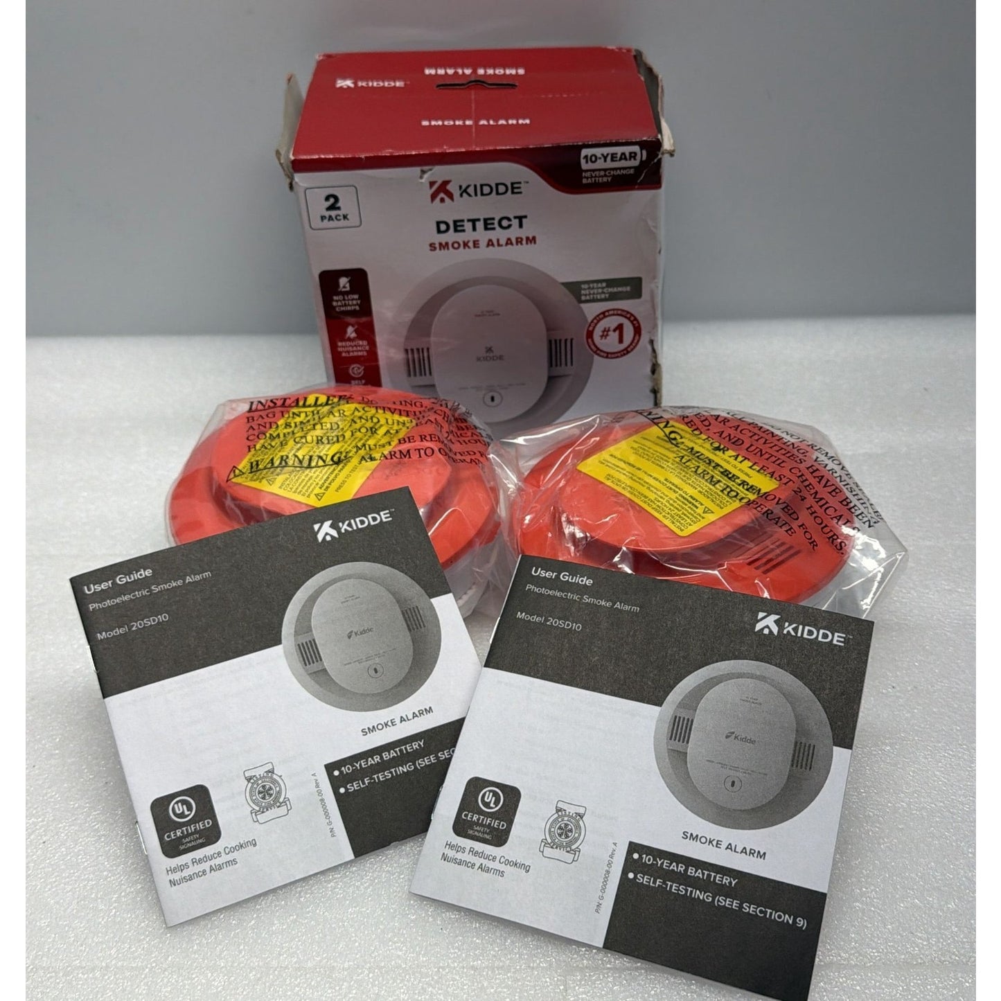 Kidde 2 Pack Smoke Fire Alarms Model 20SD10 DETECT 10-Year Battery
