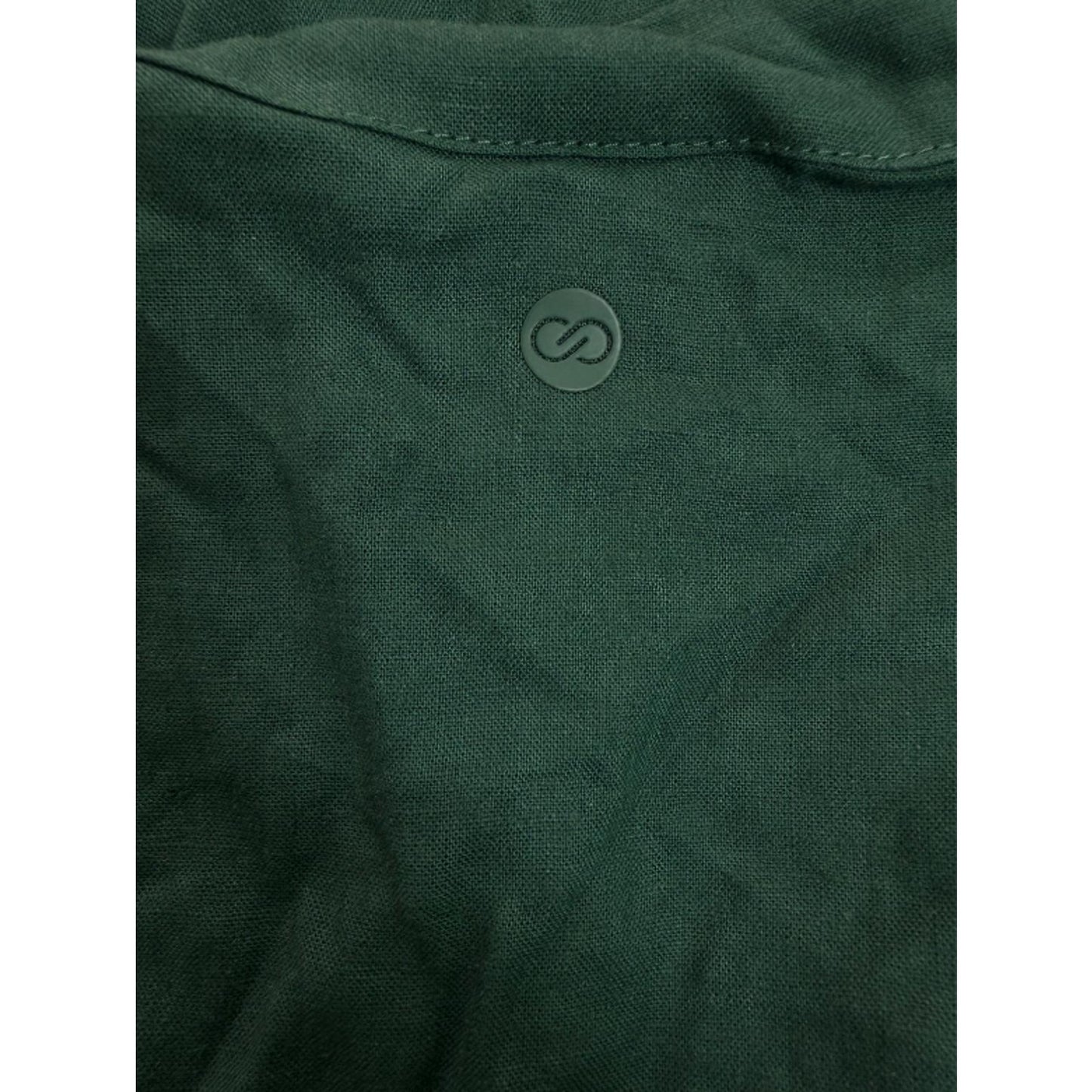 Calia Linen Blend Swim Cover Up Tunic Kaftan Drawstring Green Size L