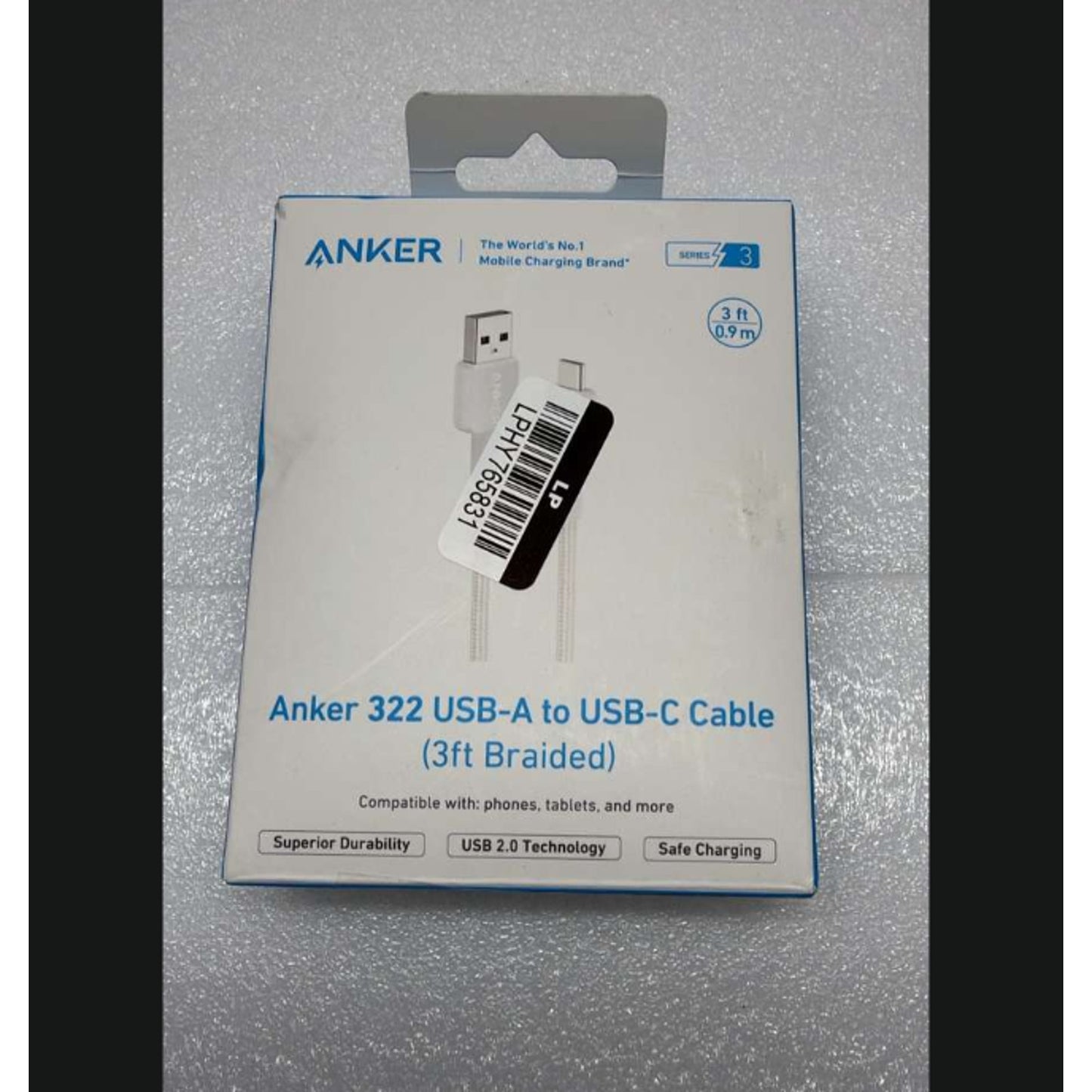 Anker 322 USB-A to USB-C Charging Cable 3ft Braided - New
