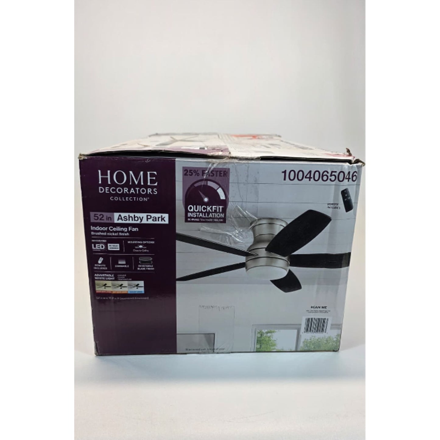 Ashby Park 52 in White Ceiling Fan Brushed Nickel LED Light Remote Control