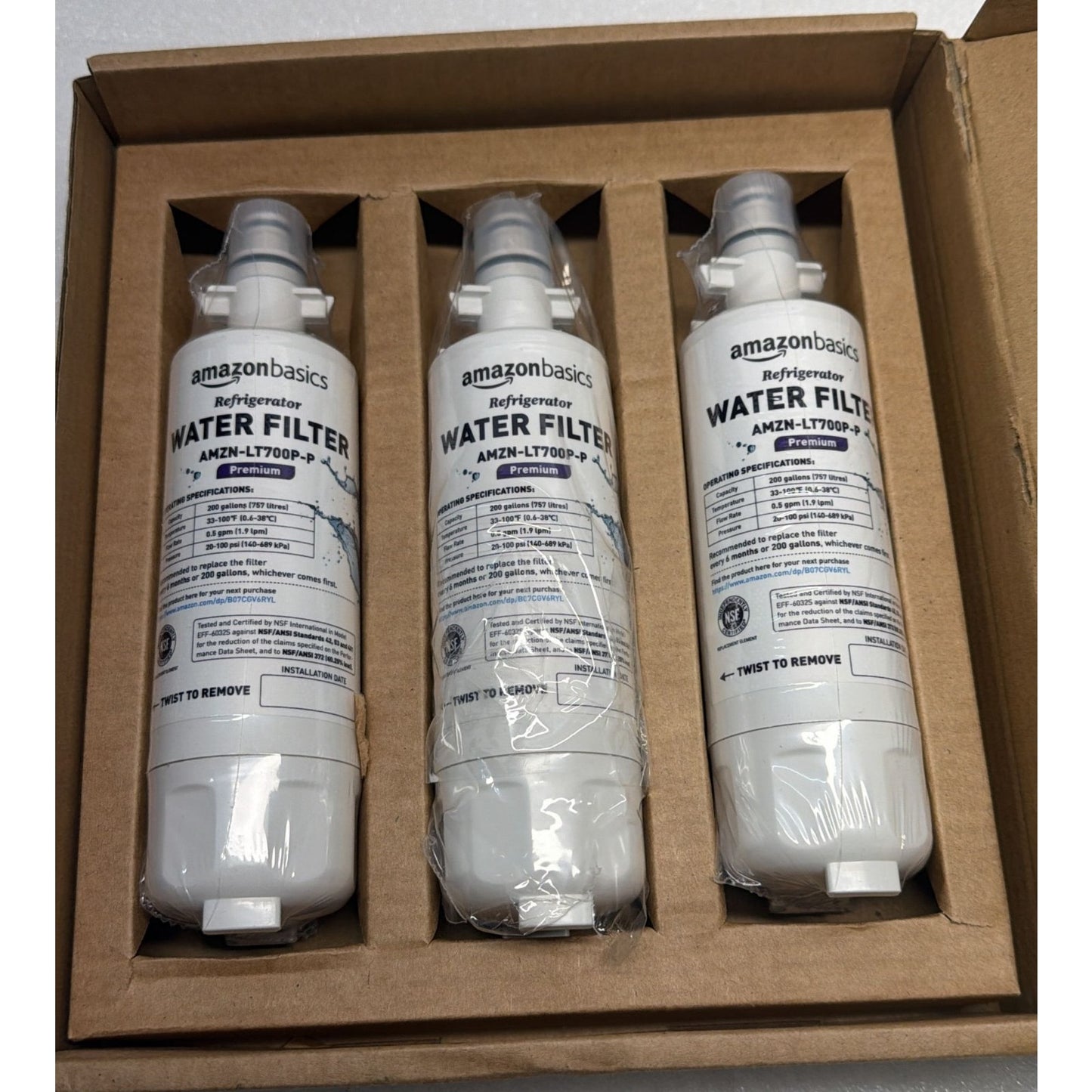 Amazon Basics Replacement LG LT700P Refrigerator Water Filter Cartridge White