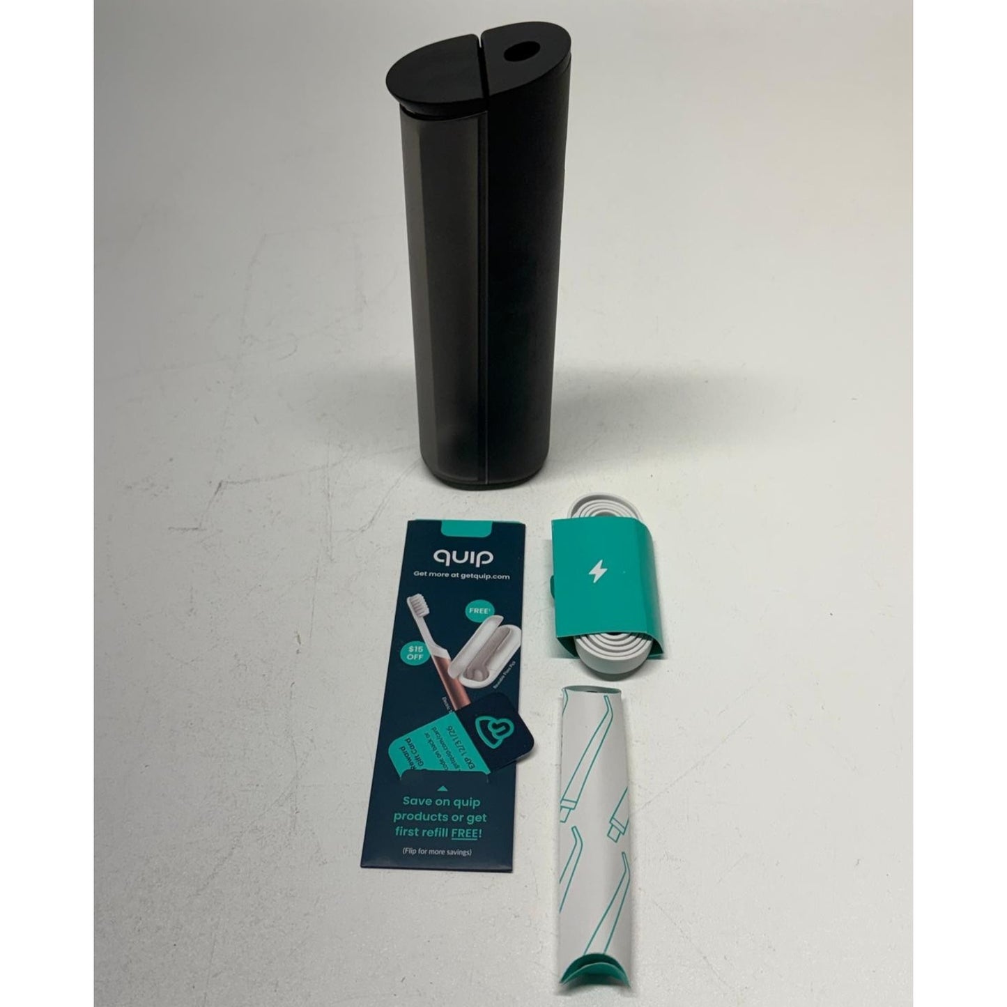 Quip Rechargeable Water Flosser Cordless All-Black Metal Body NIB
