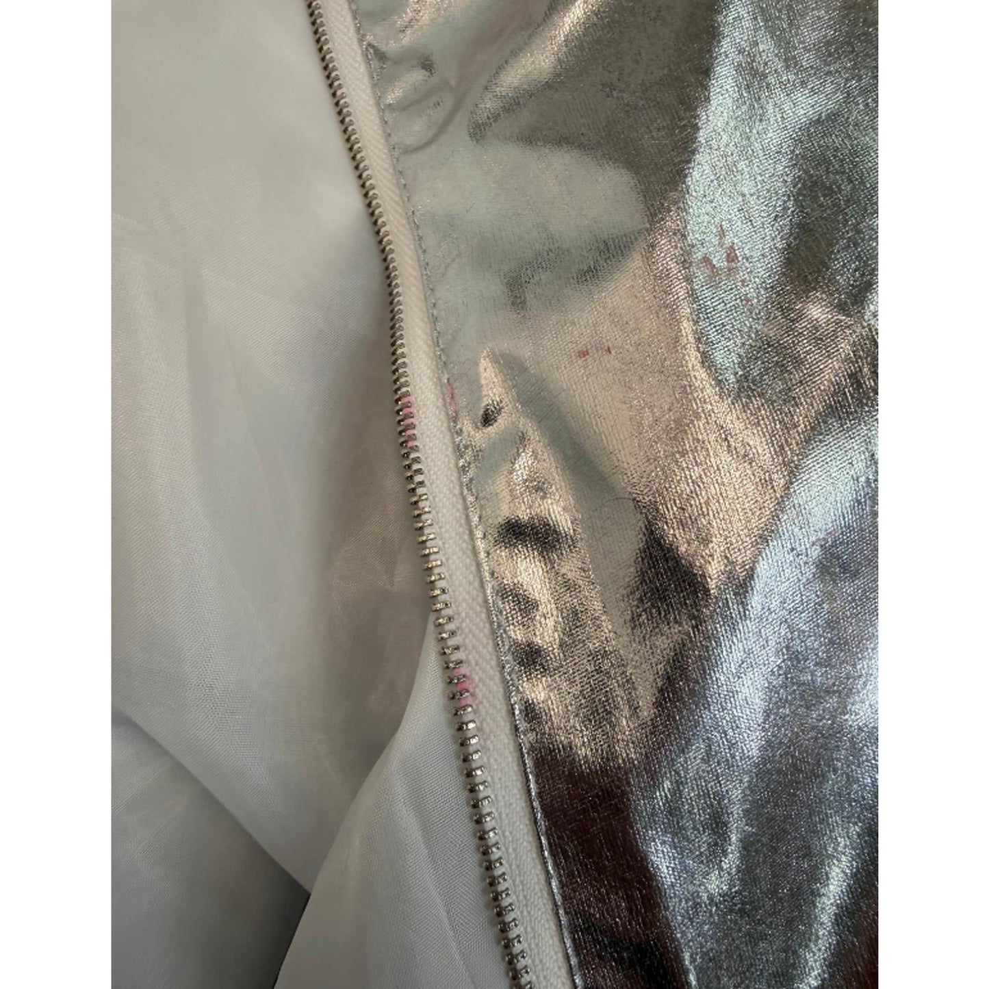 Lars Amadeus Men's Lightweight Metallic Zip Up Shiny Varsity Jacket Silver White