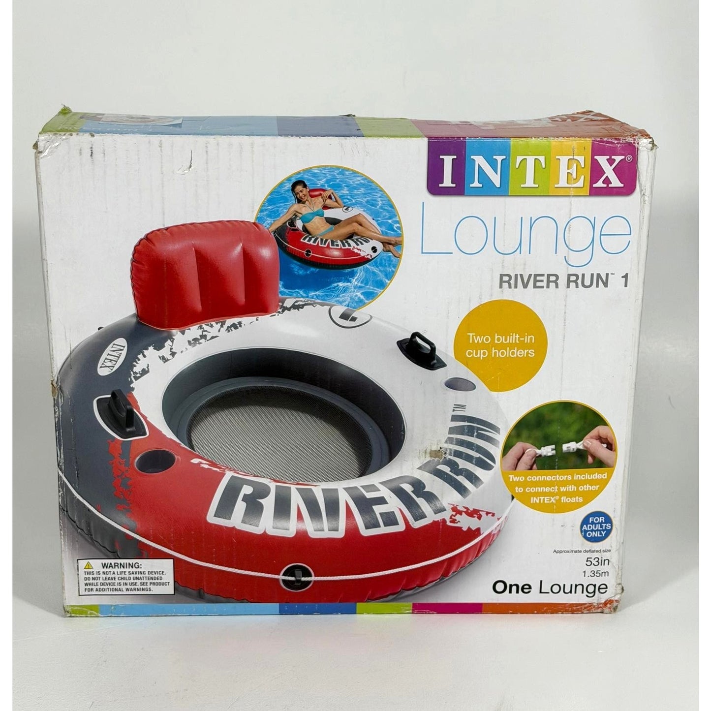 Intex Red River Run 1 Fire Edition Sport Lounge Inflatable Water Float 53inch Di