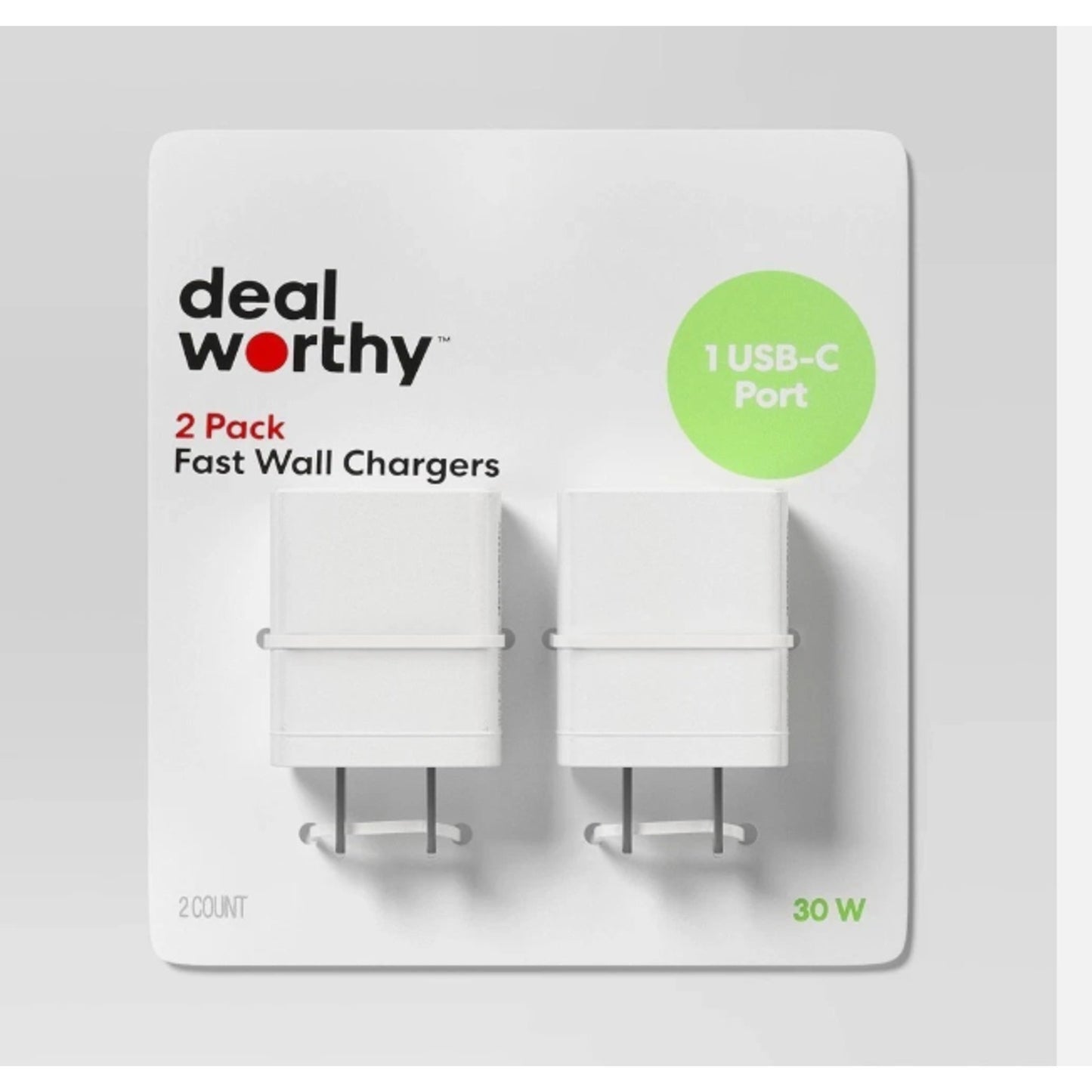 Single Port 30W USB-C Wall Chargers 2pk - Dealworthy™ White: Quick Charge Electr