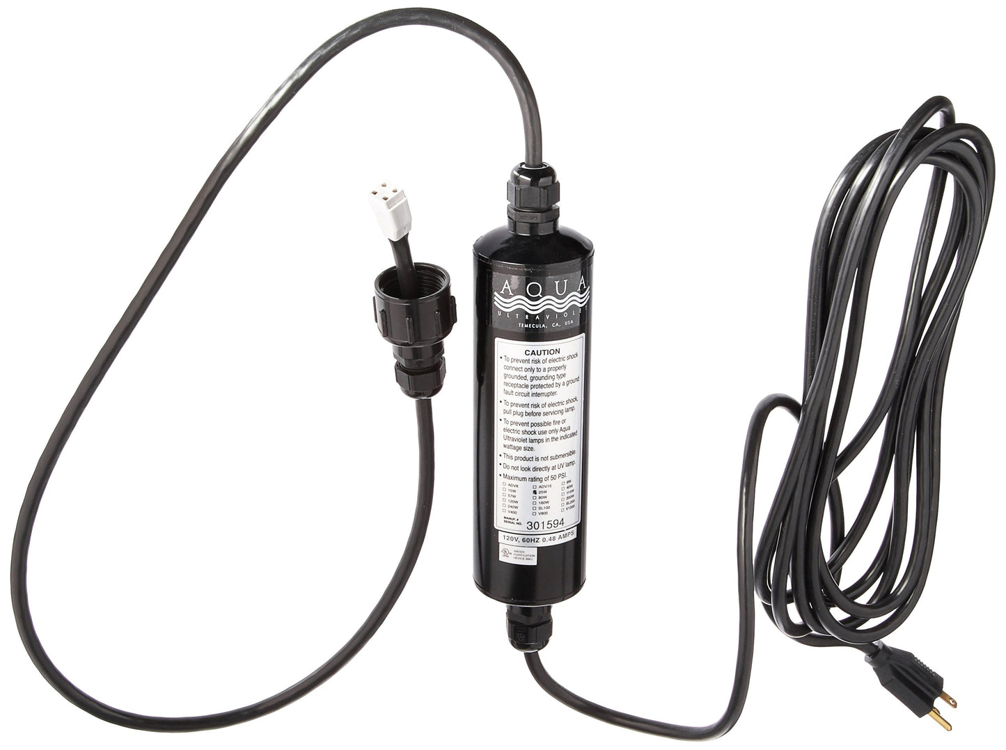 Aqua Ultraviolet 25 Watt Transformer Black