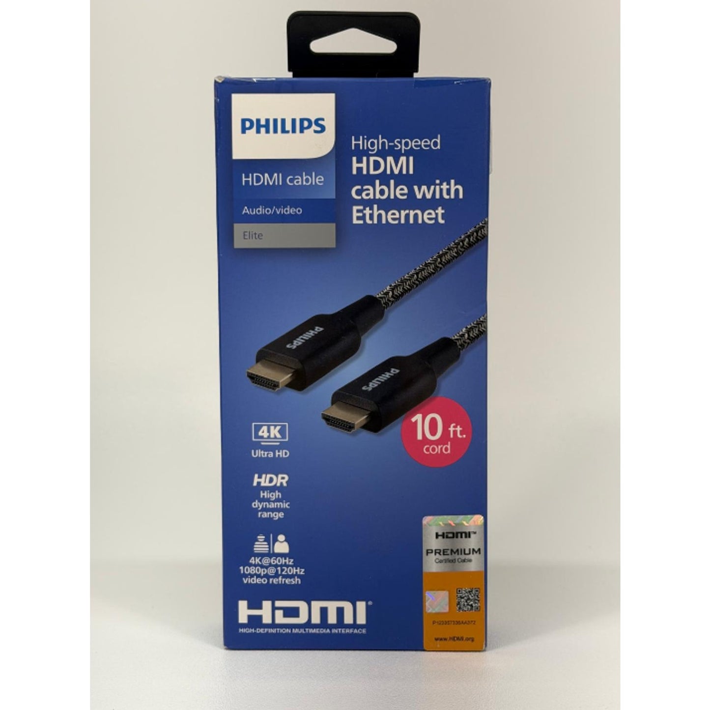 Philips 10' Elite Premium High-Speed HDMI Cable with Ethernet, 4K@60Hz - Braide
