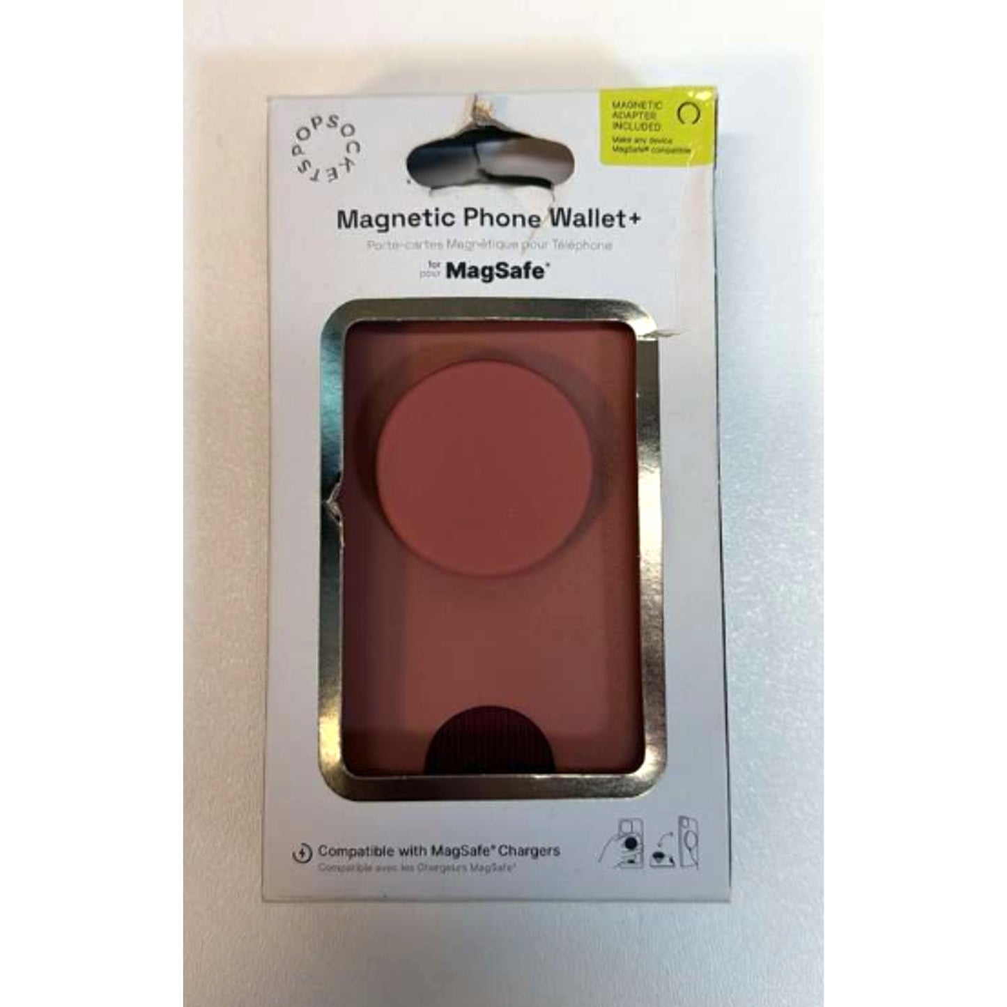 K1-O PopSockets Magnetic Wallet with Grip & MagSafe Adapter Ring Included - Clay