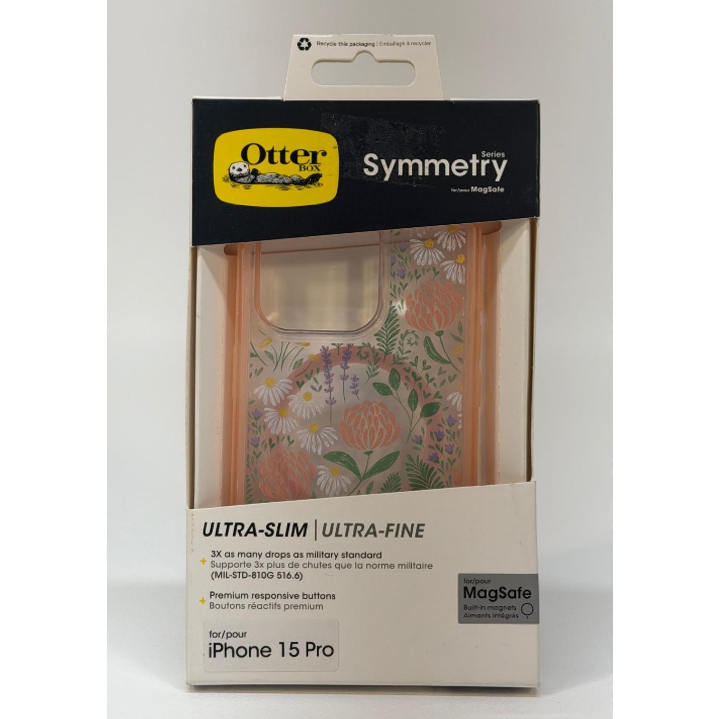 OtterBox Symmetry Apple iPhone 15 Pro Peachy Bloom Floral MagSafe – New