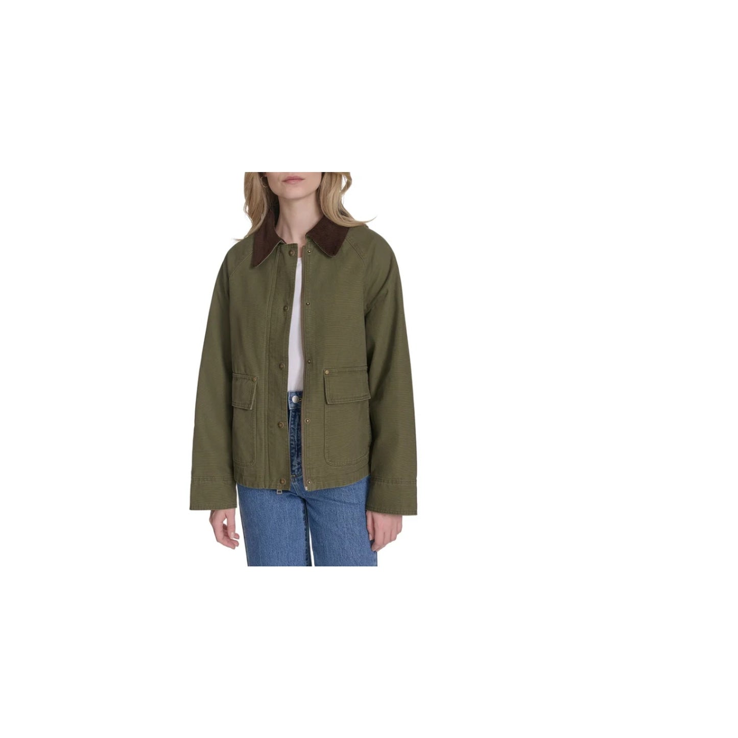 Levi's Women's Standard fit Canvas Jacket, Green Olive Size L