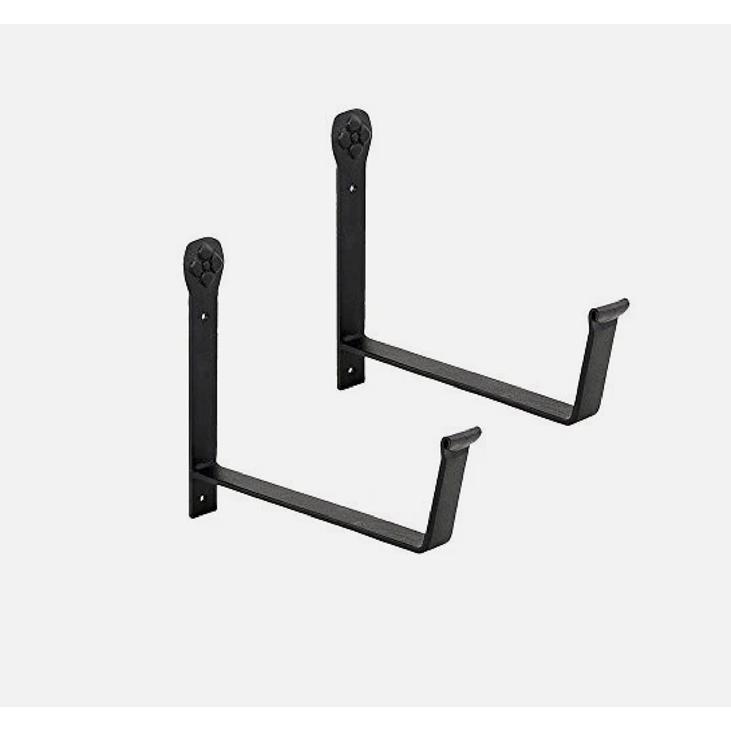 Achla8 Inch Black Wall Mount Flower Box Brackets Pair Wrought Iron Plant Holder