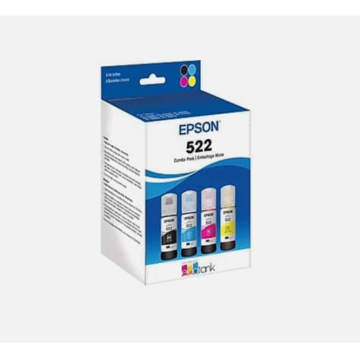 Epson 522 4pk Combo Color Ink Bottles - Black/Cyan/Magenta/Yellow, 010343942066