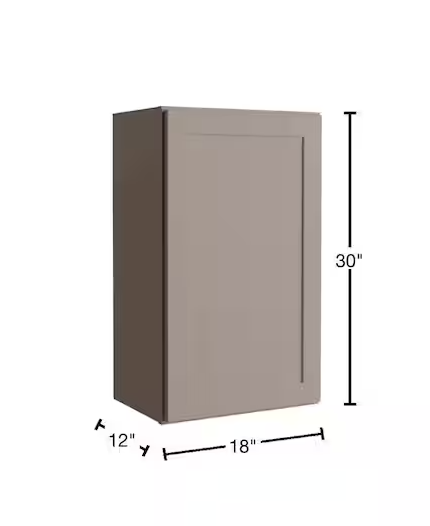 Courtland 18 in. W x 12 in. D x 30 in. H Assembled Shaker Wall Kitchen Cabinet in Sterling Gray