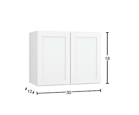 Courtland 30 in. W x 12 in. D x 18 in. H Assembled Shaker Wall Bridge Kitchen Cabinet in Polar White