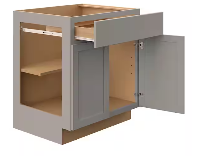 Courtland 36 in. W x 24 in. D x 34.5 in. H Assembled Shaker Base Kitchen Cabinet in Sterling Gray