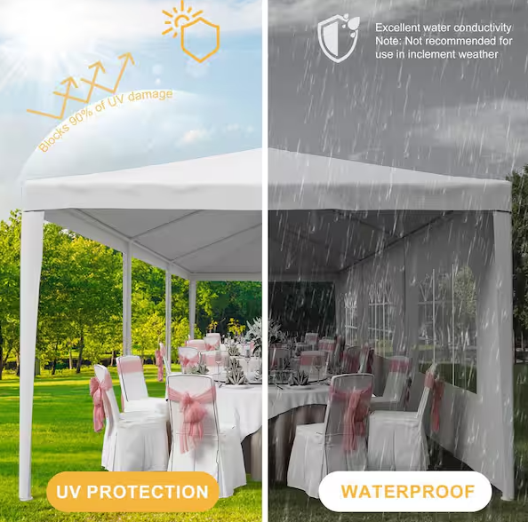 10 ft. x 30 ft. White Party Tent with Removable Sidewalls and Waterproof