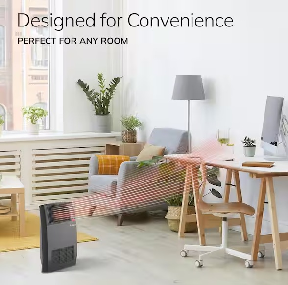 1500-Watt 20 in. Black Electric Console Ceramic Space Heater with Tip-Over Switch, Adjustable Louvers, Timer, Remote