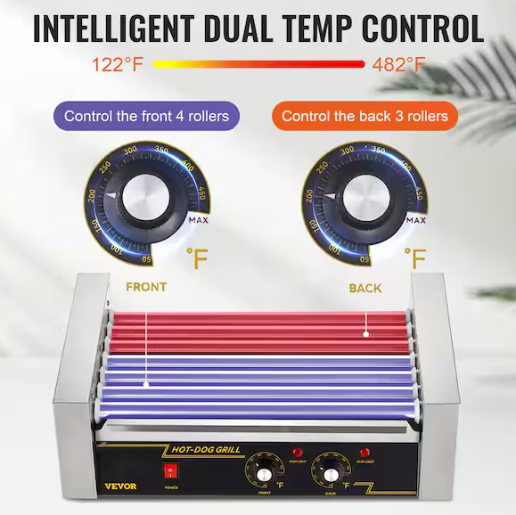 Hot Dog Roller 7 Rollers 18 Hot Dogs Capacity Stainless Sausage Grill Cooker Machine, ETL Certified