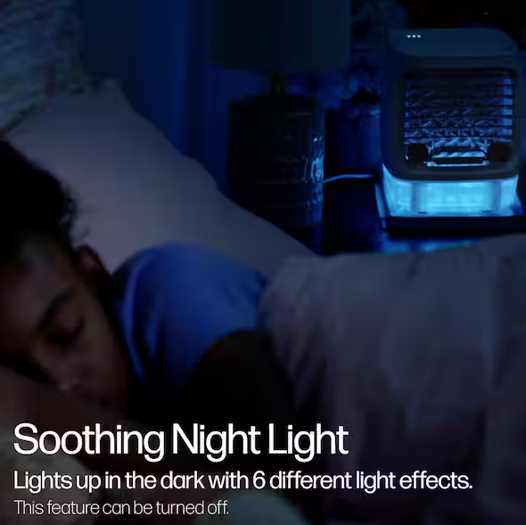 Turbo Chill Desktop Evaporative Space Cooler with LED Nightlight