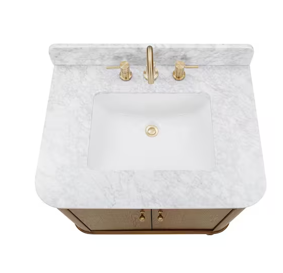 Collette 30 in. Single Sink Cinnamon Oak Bath Vanity with White Carrara Marble Top (Assembled)