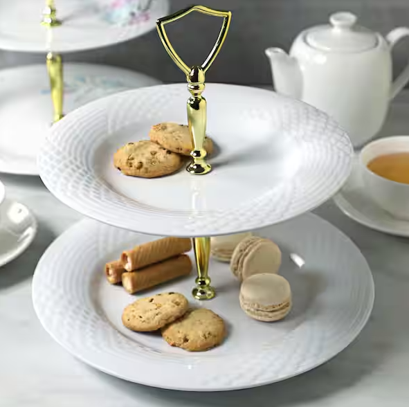 3-Tier Solitaire White Porcelain Cake Stand