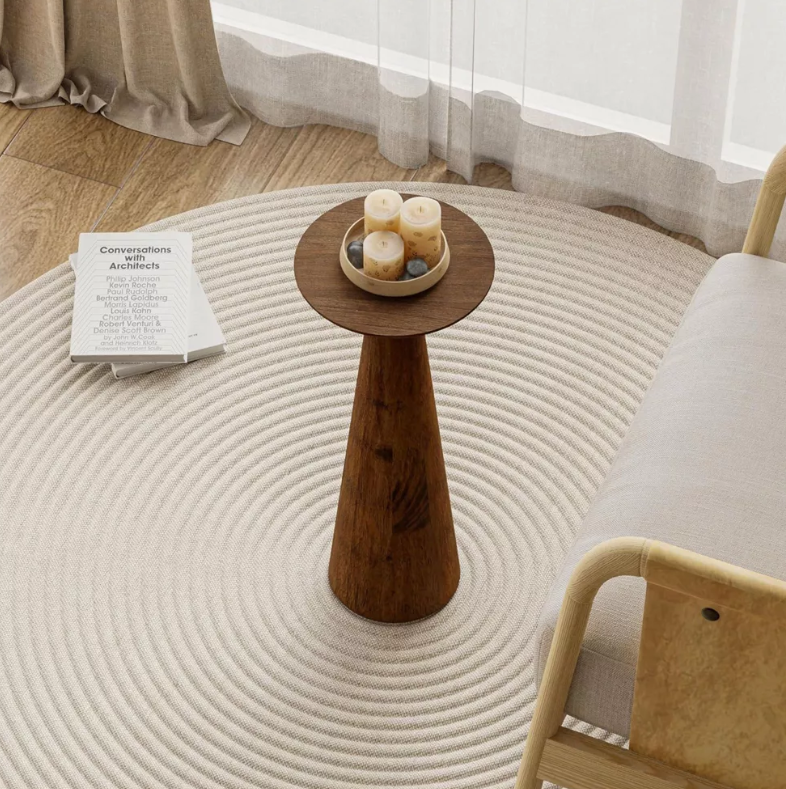 COZAYH Pedestal Tall Round Martini Table with Textured Finish and Quick Assembly for Living Rooms or Bedrooms, Holds up to 50 Pounds, Walnut