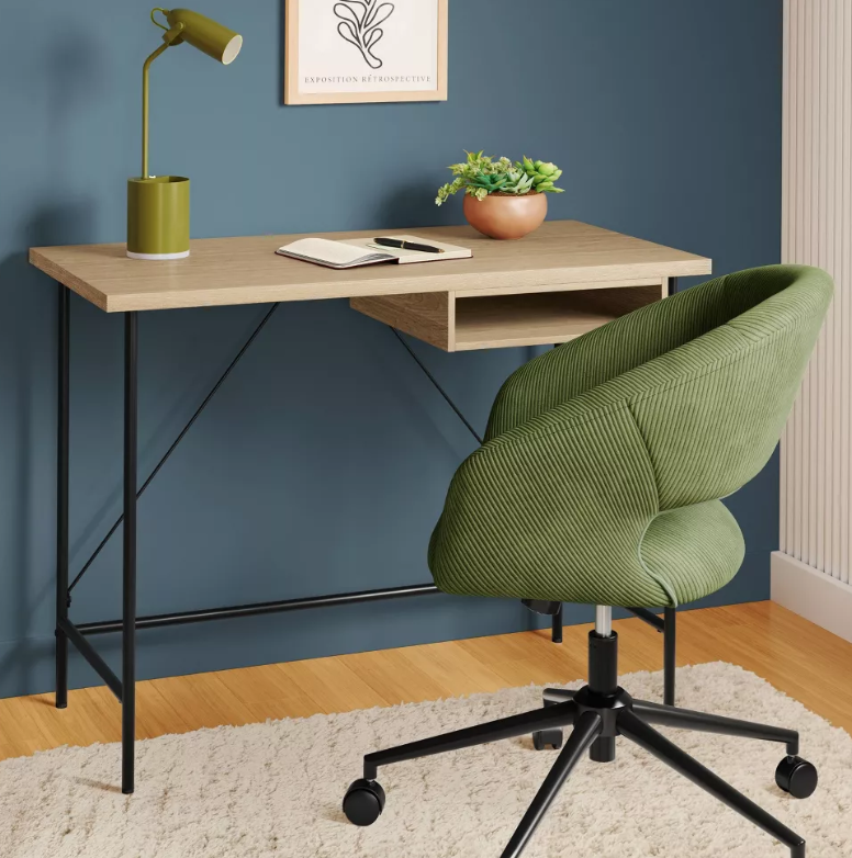 Wood and Metal Writing Desk with Storage - Room Essentials