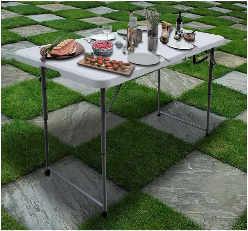 Peakform 4' Adjustable Height Folding Table Off-White