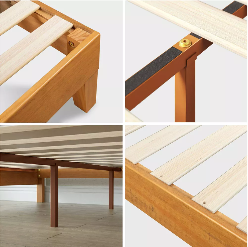 12" Alexis Deluxe Wood Platform Bed Rustic Pine