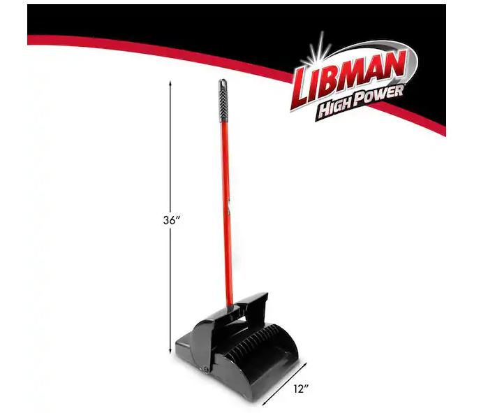 12 in. x 36 in. High Power Closed Lid Lobby Dustpan with Handle