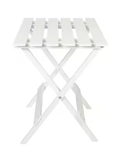 Folding 18 in. White Small Solid Wood End Table