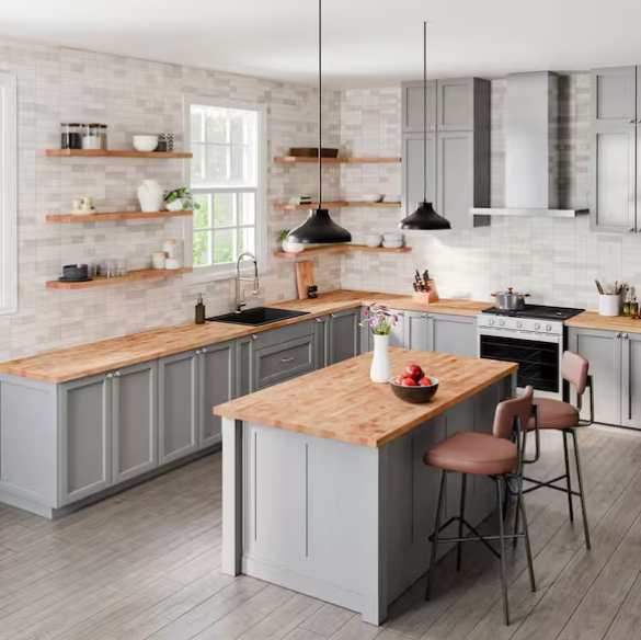 8 ft. L x 25 in. D Unfinished Birch Butcher Block Countertop with Eased Edge