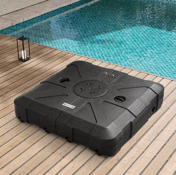 260 lbs. Fillable Capacity 3D Surface Square HDPE Offset Cantilever Patio Umbrella Base with 8-Wheels in Black