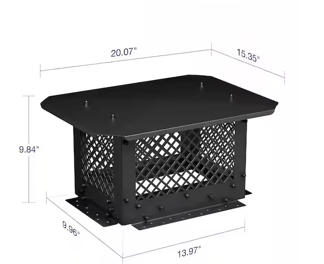 14 in. x 14 in. Black Galvanized Steel Fireplace Chimney Caps for Outside