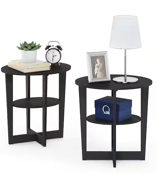 Jaya 19.5 in. Walnut Oval End Table (Set of 2)