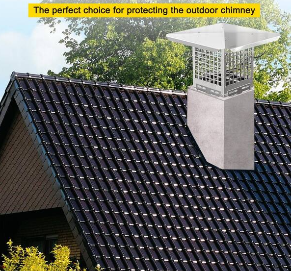 Chimney Cap 8 in. x 8 in. Flue Caps 304 Stainless Steel Fireplace Chimney Cover Chimney Flue Cover