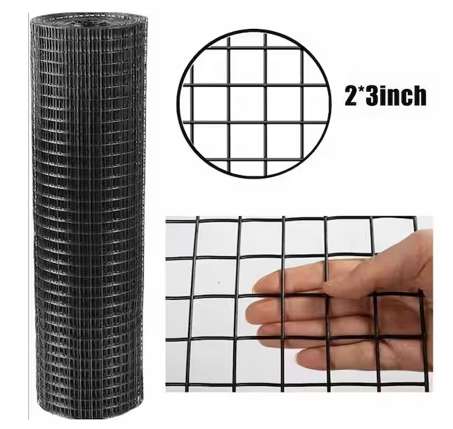 36 in. x 50 ft. Black Galvanized Steel Welded Mesh Coated Hardware Cloth, 16-Gauge Garden Chicken Wire Fencing