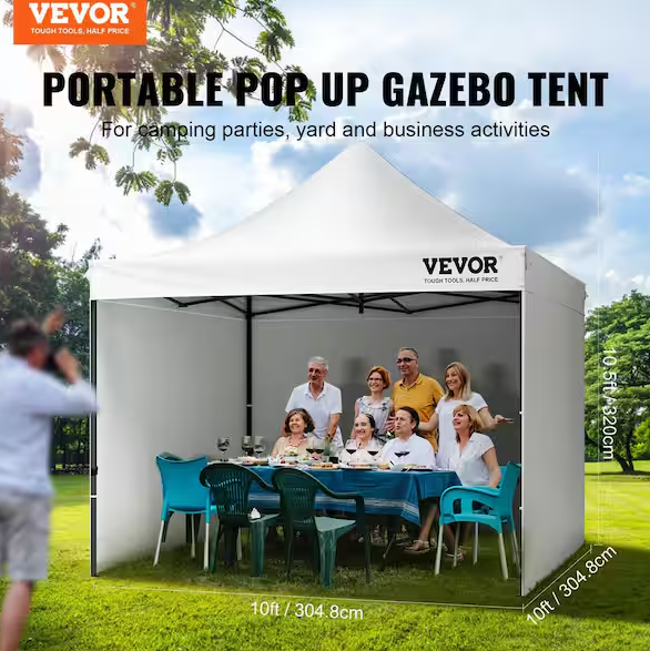 10 ft. x 10 ft. Pop Up Canopy with Sidewalls Adjustable Height Gazebo Tent Waterproof UV Resistant Outdoor Canopy Tent