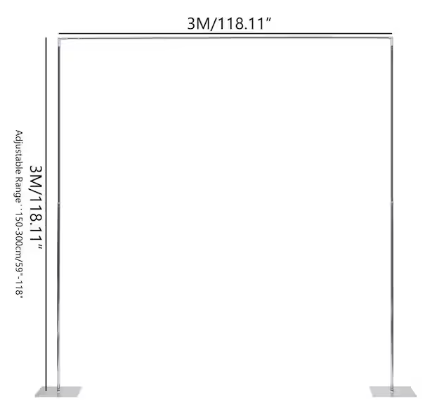 118 in. x 118 in. Stainless Steel Professional Backdrop Stand Pipe Kit Height Adjustable Wedding Party Garden Arbor