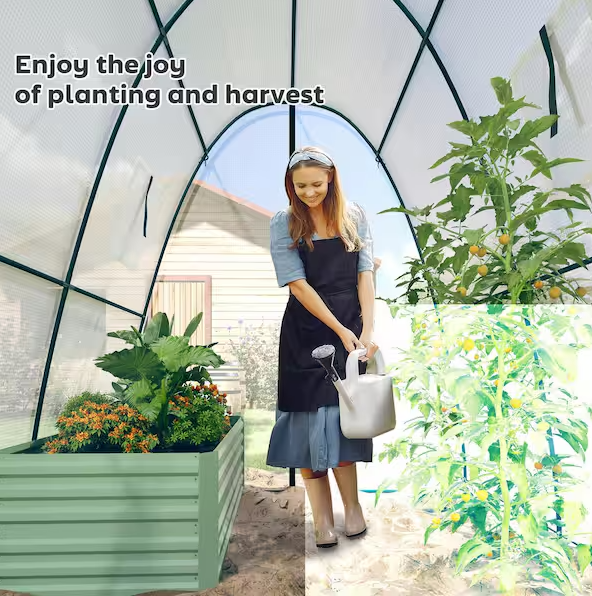 6 ft. x 6 ft. x 6.6 ft. Hoop House Greenhouse with Sandbags and Hemmed PE Cover
