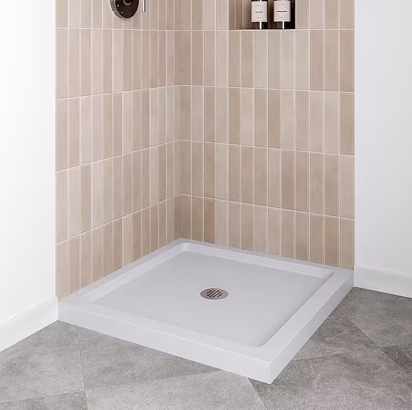 NT-396-322-CR 32 in. x 32 in. Corner Acrylic Shower Pan Base, Glossy White with Center Drain, ABS Drain Included